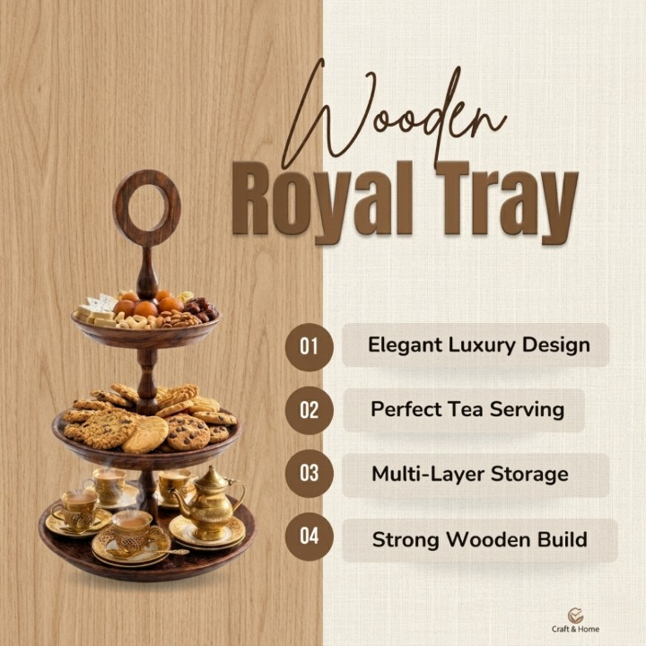 Handcrafted Wooden 3-Tier Tea Tray