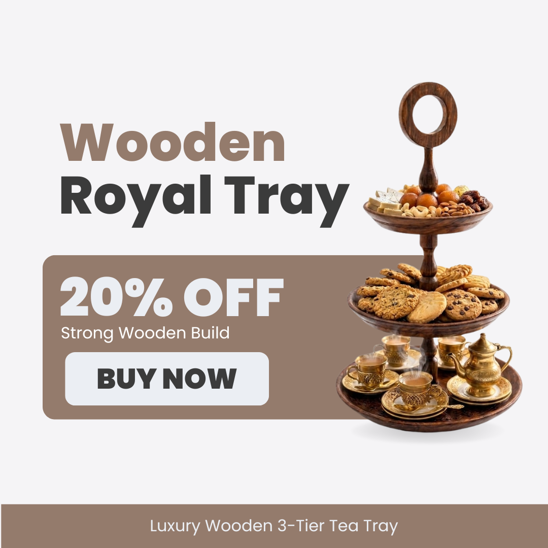 Handcrafted Wooden 3-Tier Tea Tray